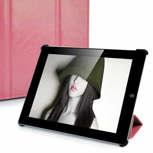 Ipad 2/3/4 - Kunstlæder Etui M. Stand - Pink