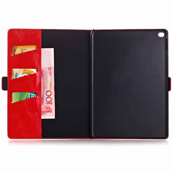 Ipad Air 2 (a1566, A1567) - Magnetisk Pu Læder Cover Med Kort Slots Og Sleep/wake - Rød