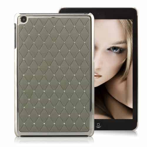 Ipad Mini 1/2/3 - Galvaniseret Hard Cover M. Rhinsten Og Rhombemønster - Grå