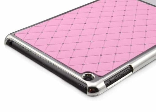 Ipad Mini 1/2/3 - Galvaniseret Hard Cover M. Rhinsten Og Rhombemønster - Pink