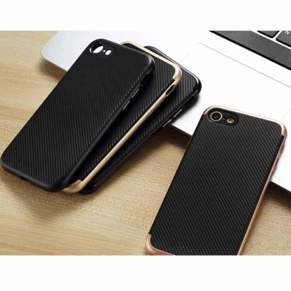 Iphone 7 - Totu Carbon Fiber Pc + Tpu Hybrid Etui - Rosaguld