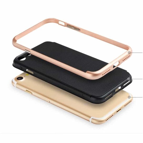 Iphone 7 - Totu Carbon Fiber Pc + Tpu Hybrid Etui - Rosaguld
