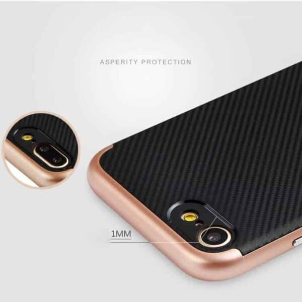 Iphone 7 - Totu Carbon Fiber Pc + Tpu Hybrid Etui - Rosaguld