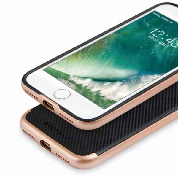 Iphone 7 - Totu Carbon Fiber Pc + Tpu Hybrid Etui - Rosaguld