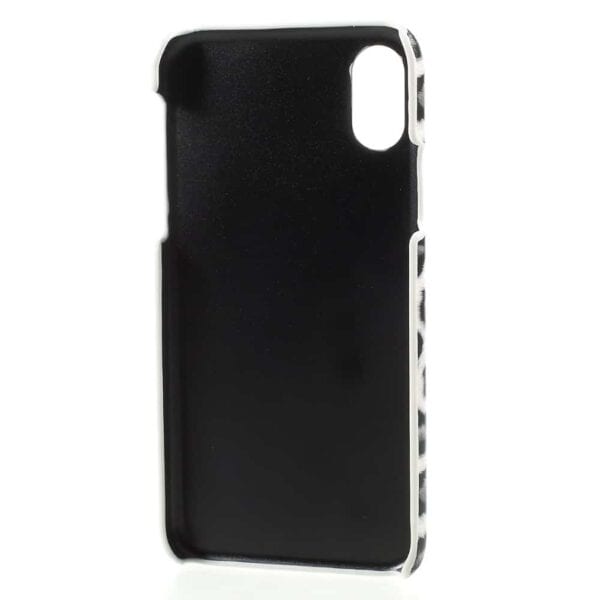 Iphone X – Plastik Hard Cover Med Overtrukket Kunstlæder – Leopard Mønster / Hvid