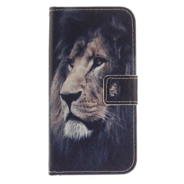 Iphone X – Kunstlæder Cover Med Kreditkort Holdere Og Præget Mønster – Løve