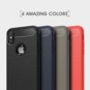 Iphone X – Blødt Gummi Cover Med Børstet Kulfiber Textil Look – Mørkeblå
