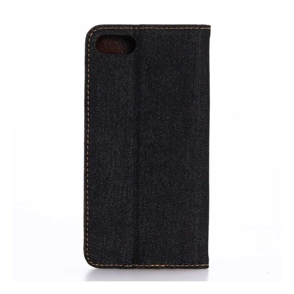 Iphone 8 – Kunstlæder Etui Med Kreditkort Holder Og Tøj Textil – Sort / Blå