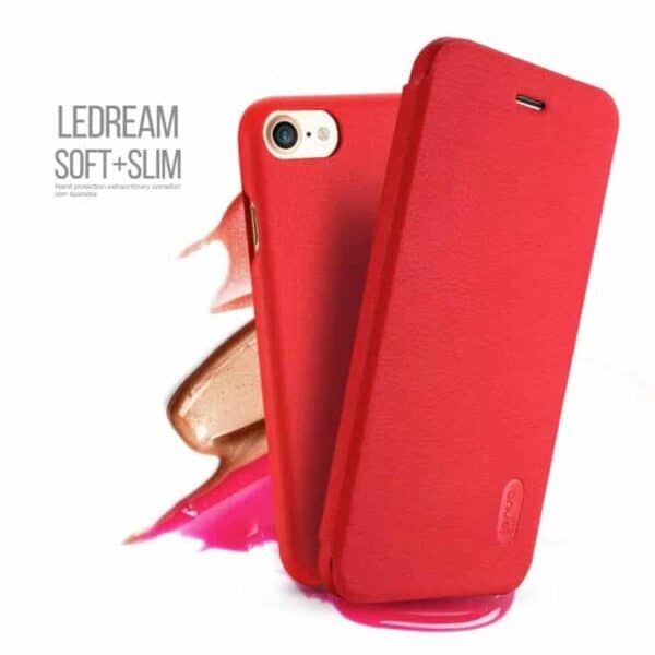 Iphone 7 – Lenuo Ledream Tyndt Pu Læder Flip Cover – Red