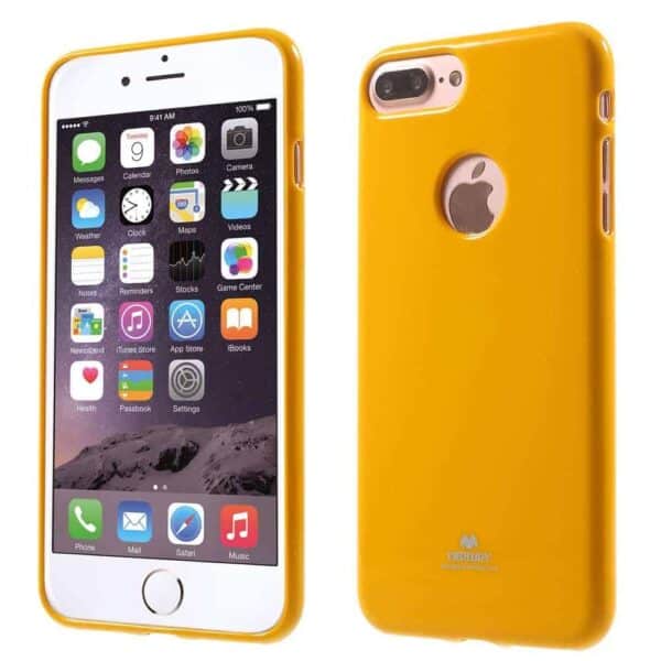 Iphone 8 Plus – Gummi Cover Med Funklende Pulver Design – Gul