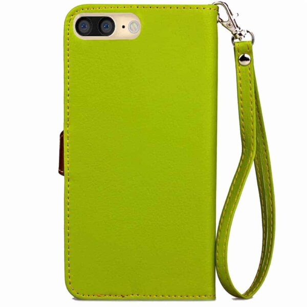 Iphone 8 Plus – Kunstlæder Etui Pung Med Blad Design – Grøn