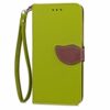 Iphone 8 Plus – Kunstlæder Etui Pung Med Blad Design – Grøn