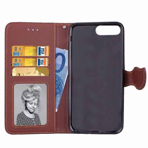 Iphone 8 Plus – Kunstlæder Etui Pung Med Blad Design – Grøn