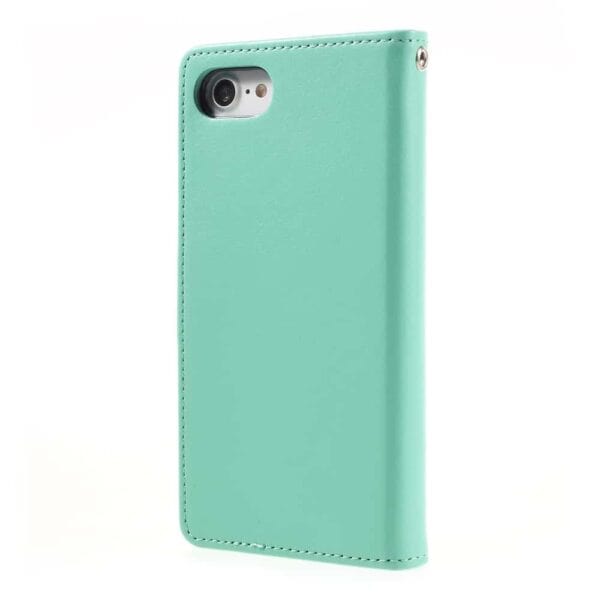 Iphone 8 – Kunstlæder Etui Med Kreditkort Holder Og Flip Design – Cyan