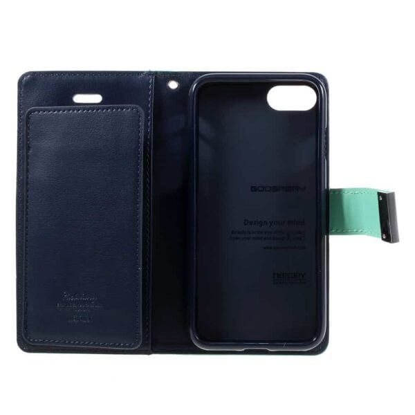 Iphone 8 – Kunstlæder Etui Med Kreditkort Holder Og Flip Design – Cyan