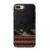 Iphone 8 Plus – Gummi Cover Med Overtrukket Kunstlæder Med Boheme Stil – Sort