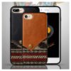Iphone 8 Plus – Gummi Cover Med Overtrukket Kunstlæder Med Boheme Stil – Brun