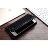 Iphone 8 – Kunstlæder Etui Pung Med Tøj Textil Og Håndrem – Sort