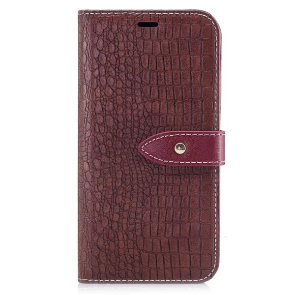 Iphone X – Kunstlæder Cover Med Krokodille Textil – Vinrød