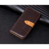 Iphone X – Kunstlæder Cover Med Krokodille Textil – Brun