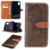 Iphone X – Kunstlæder Cover Med Krokodille Textil – Kaffefarve