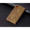 Iphone X – Kunstlæder Cover Med Krokodille Textil – Kaffefarve