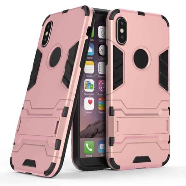 Iphone X – Sejt Plastik Og Gummi Cover Med Stå-funktion – Rosaguld