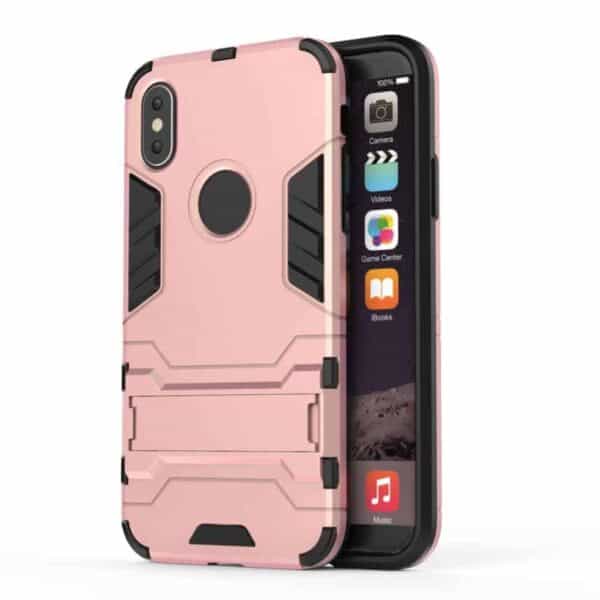 Iphone X – Sejt Plastik Og Gummi Cover Med Stå-funktion – Rosaguld