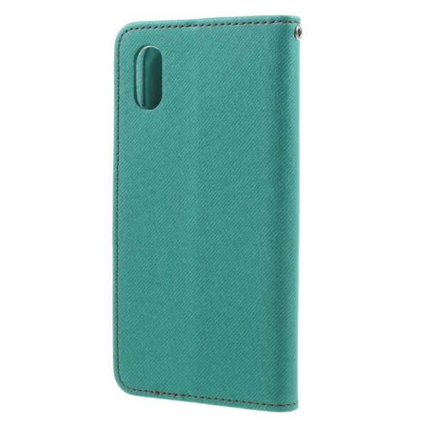Iphone X – Kunstlæder Etui Pung Med Diagonalt Mønster – Grøn