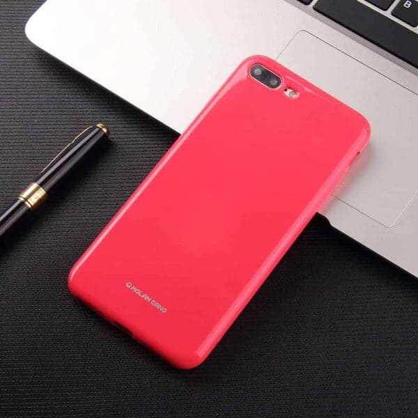 Iphone 8 Plus – Gummi Cover Med Glitrende Pulver Design – Rød Vandmelon