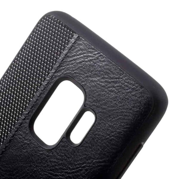 Samsung Galaxy S9 G960 Læder Etui Med Tpu Kanter – Sort