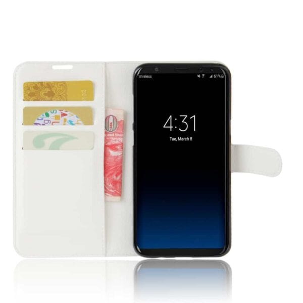 Galaxy S8 Plus – Litchi Skin Pu Læder Stand Etui – Hvid