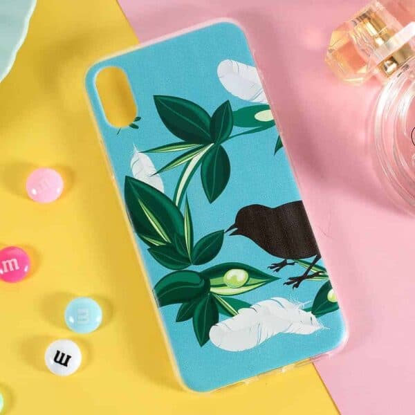 Iphone X – Blødt Gummi Cover Med Printet Mønster – Cuckoo Fugle Og Fjer