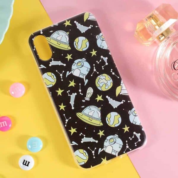 Iphone X – Blødt Gummi Cover Med Printet Mønster – Det Ydre Rum