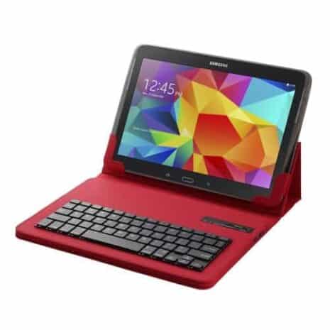 Dansk Bluetooth Tastatur Med Læder Etui Til Ipad Air 1 - Rød