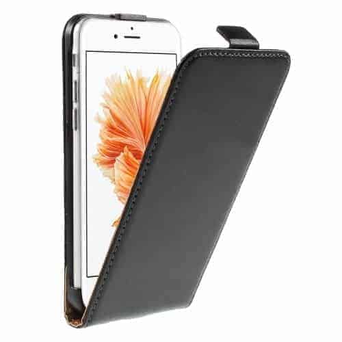 Iphone 6/6s - Ægte Split Læder Vertikalt Flip Cover - Sort