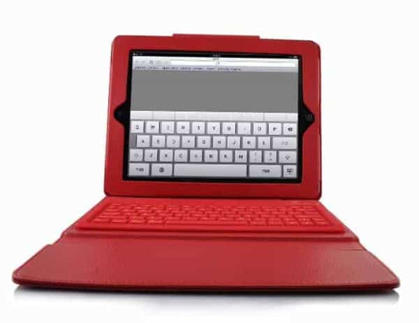 Ipad 1/2/3/4 -dansk Layout Tastatur Pro Bluetooth M. Læder Cover Og Stand – Rød