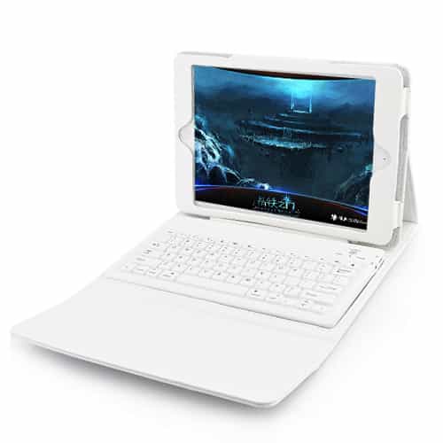 a white tablet with a keyboard