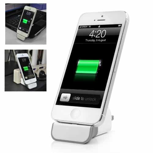 Iphone Lightning Dock - Dock Station - Hvid Og Grå