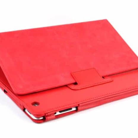 a red tablet case with a white background