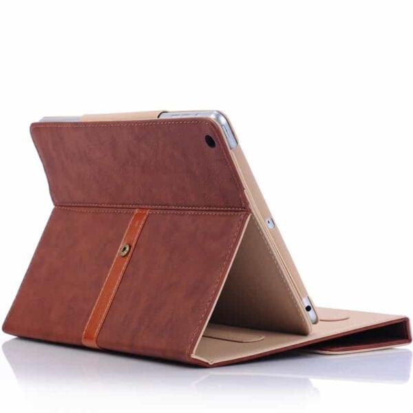 Ipad Air (ipad 5) (a1474, A1475, A1476) - Old Fashion Pu Læder Stand Cover Med Bælte - Rød