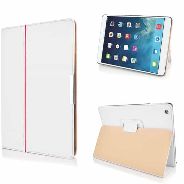 Ipad Air (ipad 5) (a1474, A1475, A1476) - Litchi Foldet Pu Læder Etui - Hvid