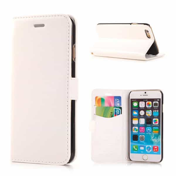 Iphone 6/6s - Luksus Flip Pu Læder Cover Med Kort Slots - Hvid