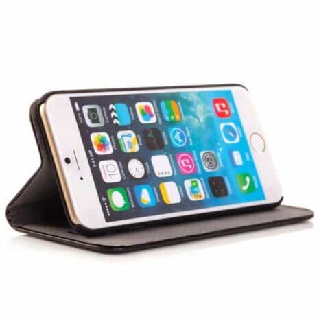 Iphone 6/6s - Delikat Cowhide Stand Flip Pu Læder Cover - Sort