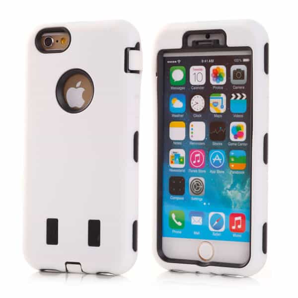 Iphone 6 - 2 I 1 Hybrid Plastik Og Silikone Cover - Hvid