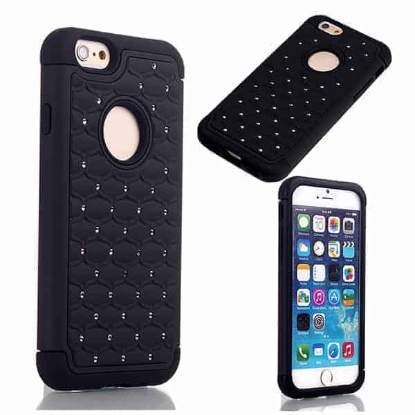 Iphone 6 - Bling Hard Cover Med Smart Mønster - Sort