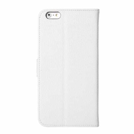 Iphone 6/6s  Plus - Litchi Flip Læder Cover Med Kort Slots - Hvid