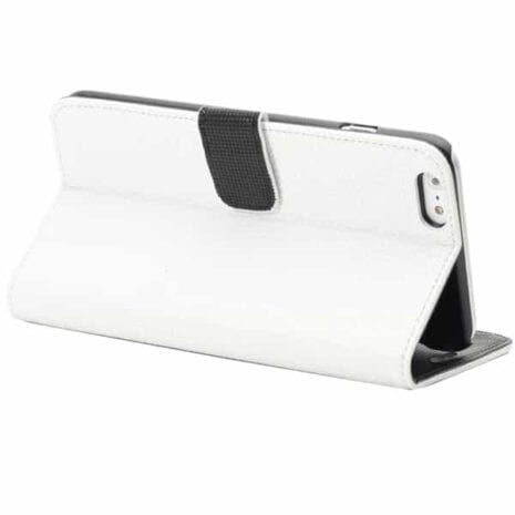 Iphone 6/6s  Plus - Litchi Flip Læder Cover Med Kort Slots - Hvid