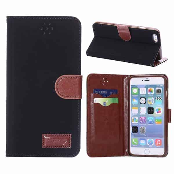 Iphone 6/6s  Plus - Fashion Magnetisk Pu Læder Cover Med Kort Slots - Sort