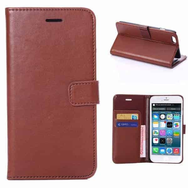 Iphone 6/6s  Plus – Horse Skin Magnetisk Pu Læder Cover Med Kort Slots – Lysebrun